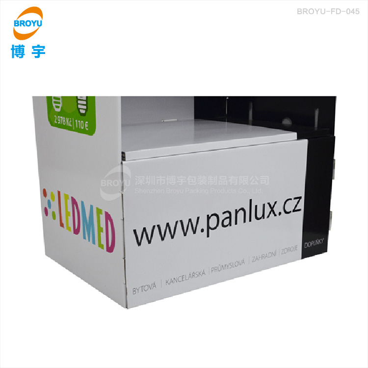 廠家定制LED燈泡紙貨架 節(jié)能燈管展示架 4層直立式燈具紙質(zhì)陳列架