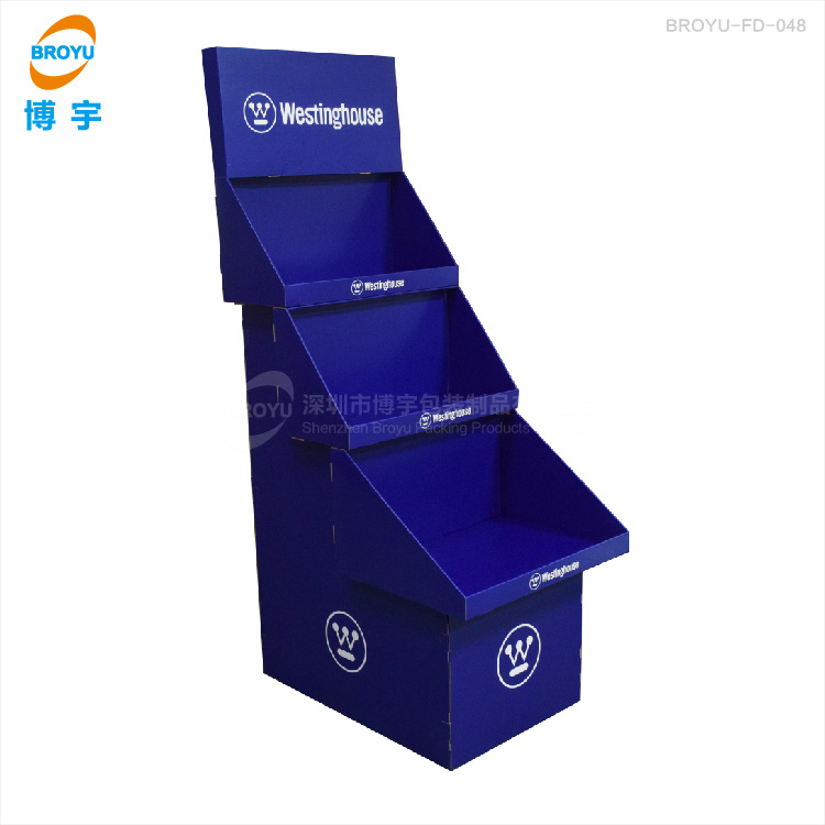 電飯鍋3層階梯紙陳列架 家用電器紙質(zhì)展示架 電熱水壺紙貨架定制